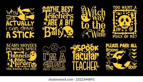 Halloween T shirt Design Bundle, Quotes about Halloween, Halloween T shirt, Halloween typography T shirt design Collection