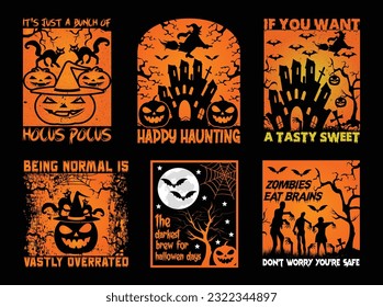 Halloween T shirt Design Bundle, Quotes about Halloween, Halloween T shirt, Halloween vintage T shirt design Collection