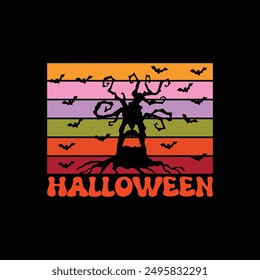 Halloween t shirt design, happy Halloween t shirt, trendy Halloween t shirt design, Halloween design, Retro Vintage shirt, Typography modern T-shirt design for men and women, vector file