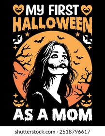 Halloween T Shirt Design, Happy halloween T shirt, Halloween Mom T Shirt Design, Creative Halloween T Shirt