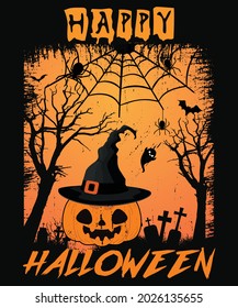 Halloween t shirt design and vector print template. 100%vector file and easy to editable.