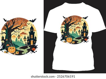 Halloween T Shirt design with white background