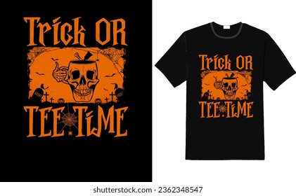 Halloween t shirt, Trick or tee time t-shirt design template