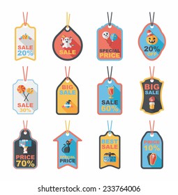 Halloween tag banner flat background set, eps10