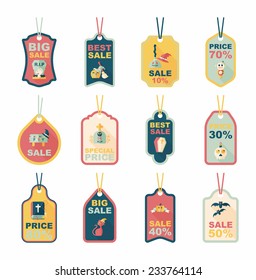 Halloween tag banner flat background set, eps10