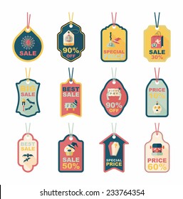 Halloween tag banner flat background set, eps10