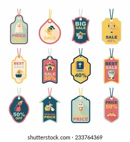 Halloween tag banner flat background set, eps10