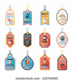 Halloween tag banner flat background set, eps10