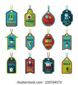 Halloween tag banner flat background set, eps10