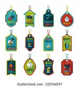Halloween tag banner flat background set, eps10