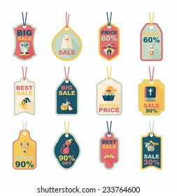 Halloween tag banner flat background set, eps10