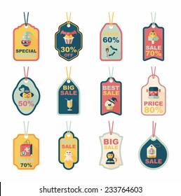 Halloween tag banner flat background set, eps10
