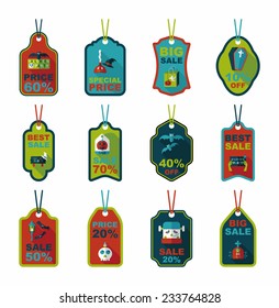 Halloween tag banner flat background set, eps10