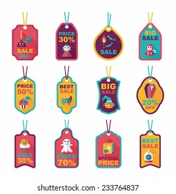 Halloween tag banner flat background set, eps10