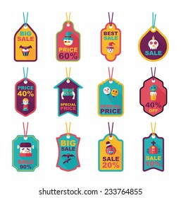 Halloween tag banner flat background set, eps10