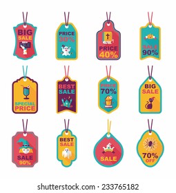 Halloween tag banner flat background set, eps10