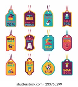 Halloween tag banner flat background set, eps10