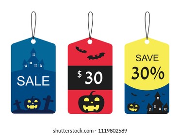 halloween tags isolate, vector