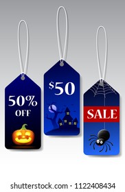 halloween tags promotion, vector