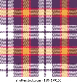 Halloween tartan check plaid pattern vector background. Seamless colorful herringbone woven pixel texture for flannel shirt, skirt, blanket, throw, or other modern festive design.