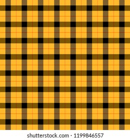 Halloween Tartan plaid. Scottish pattern in orange, black, yellow and gray cage. Scottish cage. Traditional Scottish checkered background. Seamless fabric texture. Vector illustration