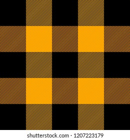 Halloween Tartan plaid. Scottish pattern in orange, black and yellow cage. Scottish cage. Traditional Scottish checkered background. Seamless fabric texture. Vector illustration