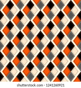 Halloween Tartan plaid. Scottish pattern in orange, black, yellow and gray cage. Scottish cage. Traditional Scottish checkered background. Seamless fabric texture. Vector illustration