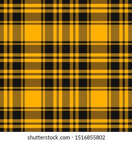 Halloween Tartan plaid. Scottish pattern in black and orange  cage. Scottish cage. Traditional Scottish checkered background. Seamless fabric texture. Vector illustration