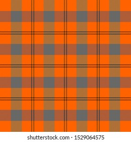 Halloween Tartan plaid. Scottish pattern in black, gray and orange  cage. Scottish cage. Traditional Scottish checkered background. Fabric texture. Vector illustration