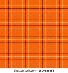 Halloween Tartan plaid. Scottish pattern in black, white and orange  cage. Scottish cage. Traditional Scottish checkered background. Seamless fabric texture. Vector illustration