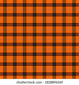 Halloween Tartan plaid. Scottish pattern in black, orange and gray cage. Scottish cage. Traditional Scottish checkered background. Seamless fabric texture. Vector illustration