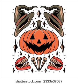 halloween tattoo set vector design