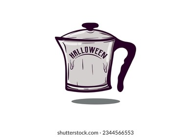 halloween tea jug vector template logo design