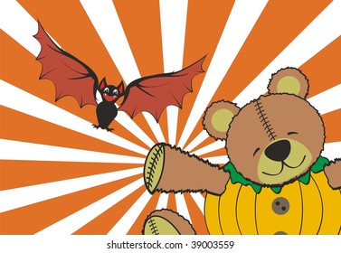 halloween teddy background in vector format