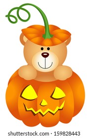 Halloween Teddy Bear in Pumpkin
