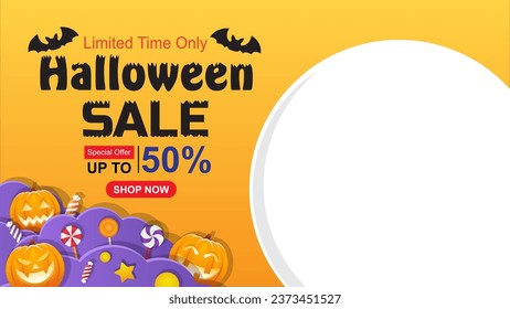 Halloween template background vector illustration. perfet for Sale Promotion Poster template with Product display stage or banner template