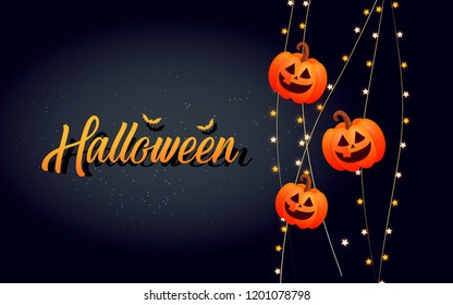 Halloween template banner.  Happy Halloween message design background.