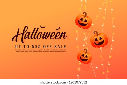 Halloween template banner.  Happy Halloween message design background.