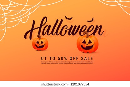 Halloween template banner.  Happy Halloween message design background.