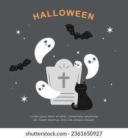 Halloween template with cute illustration.