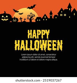 Halloween Template Illustration, Ghost House
