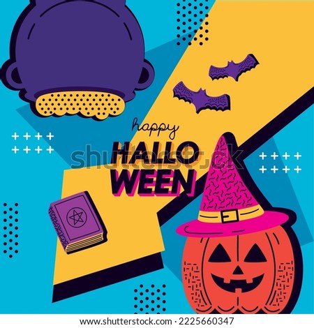 halloween template memphis style poster