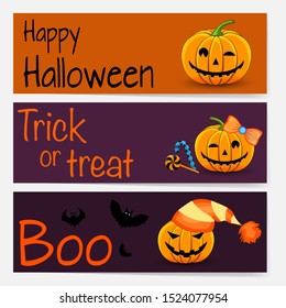 Halloween template for text with holiday attributes. Cartoon style. Vector illustration