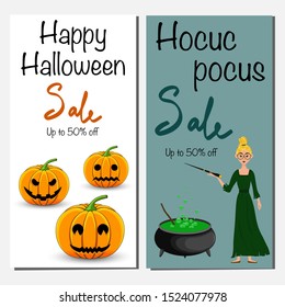 Halloween template for text with holiday attributes. Cartoon style. Vector illustration