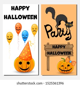 Halloween template for text with holiday attributes. Cartoon style. Vector illustration