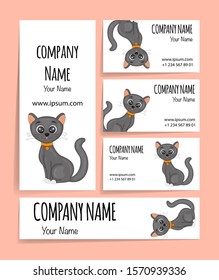 Halloween template for your business card. Suitable for pet shop. Cartoon style. Vector illustration