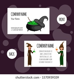 Halloween template for your business card. Cartoon style. Vector illustration
