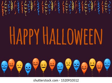 Halloween template for your text with traditional attributes. Cartoon style. Vector illustration