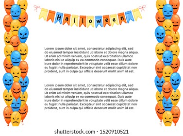 Halloween template for your text with traditional attributes. Cartoon style. Vector illustration