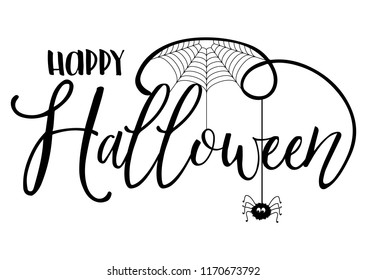 Halloween text background with spider and cobweb